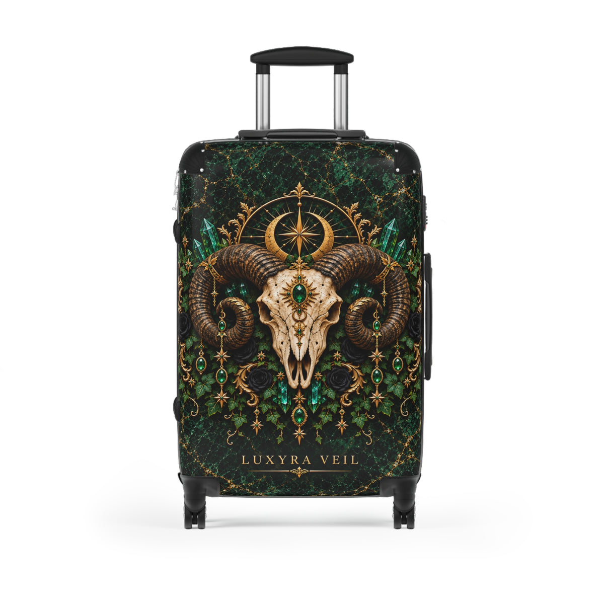 Emerald Ram Skull Suitcase