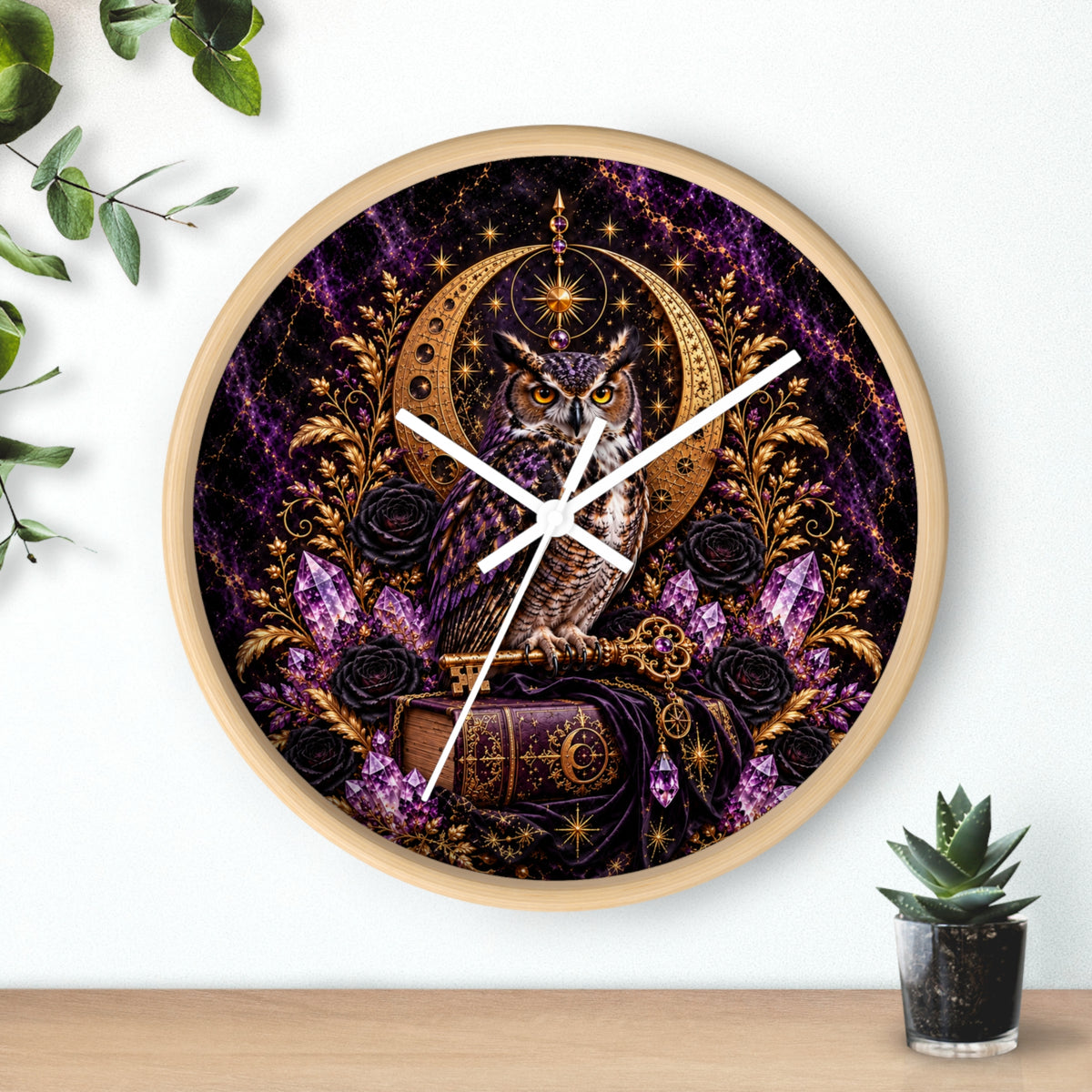 Celestial Owl Wall Clock