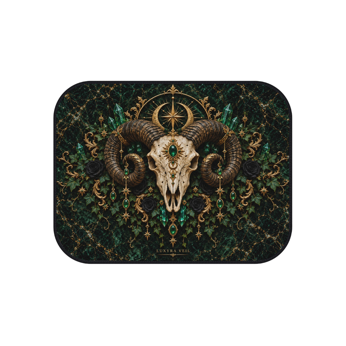 Emerald Ram Skull Car Floor Mats – Set of 4