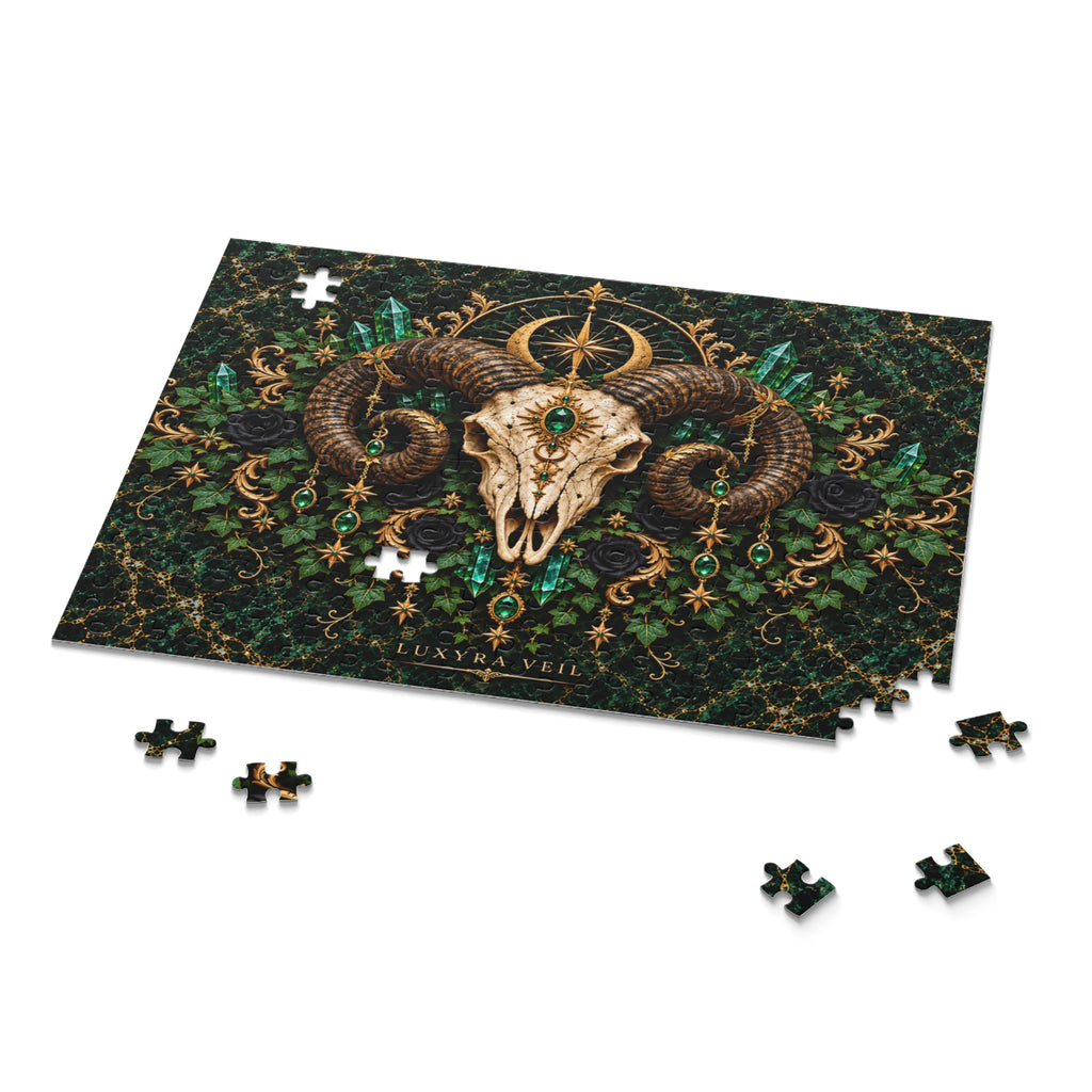Emerald Ram Skull 252-Piece Jigsaw Puzzle