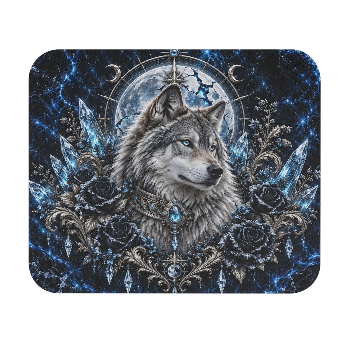 Frost Wolf 9 by 8 inch mouse pad