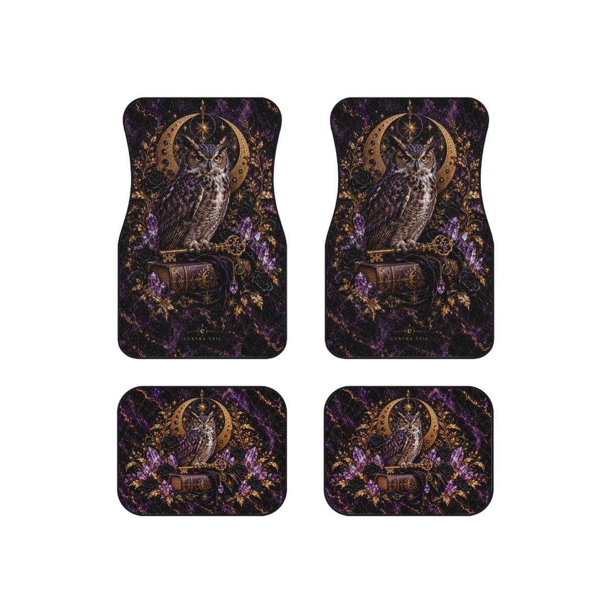Celestial Owl Car Floor Mats – Set of 4