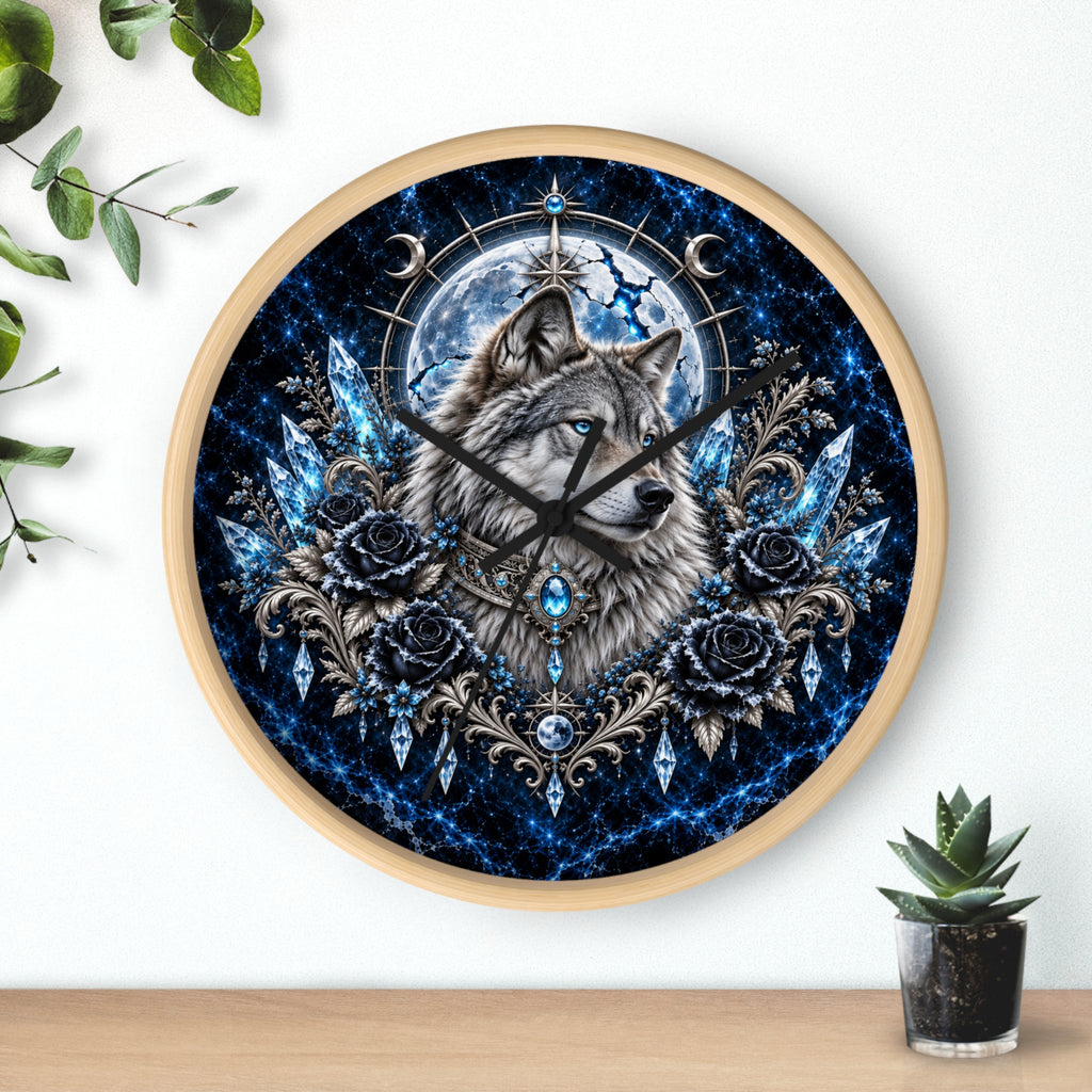 Frost Wolf Wall Clock