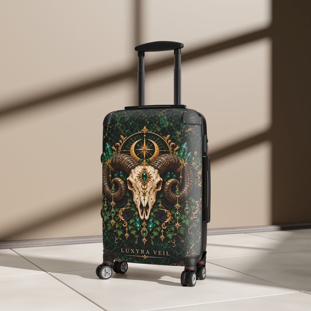 Emerald Ram Skull Suitcase