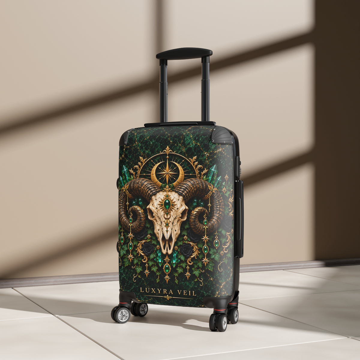 Emerald Ram Skull Suitcase