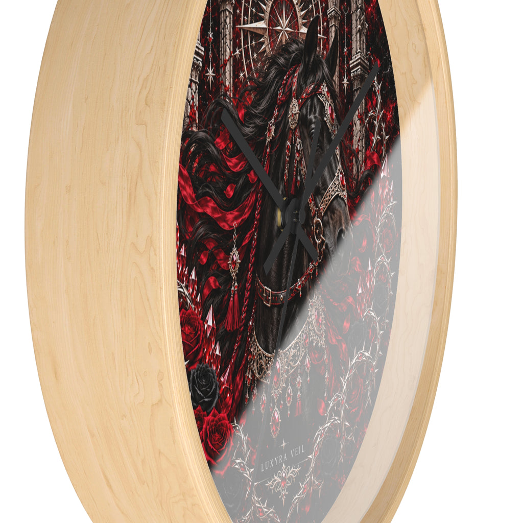 Crimson Stallion Wall Clock