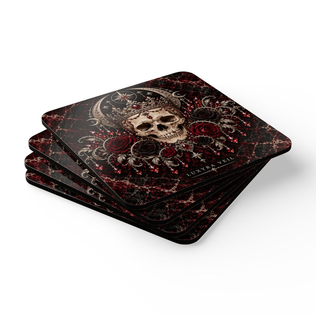 Crowned Skull Cork Coaster Set