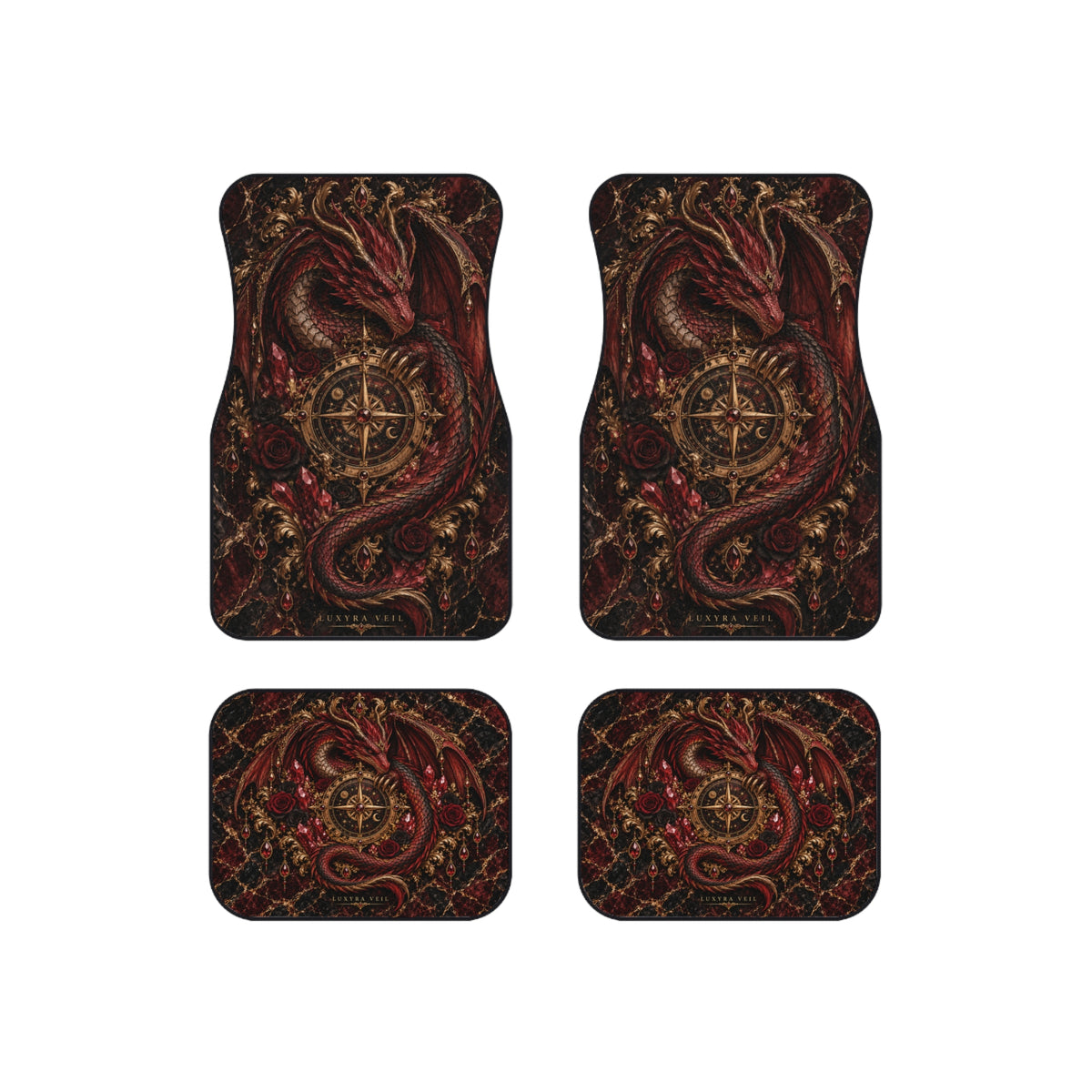 Crimson Dragon Car Floor Mats – Set of 4