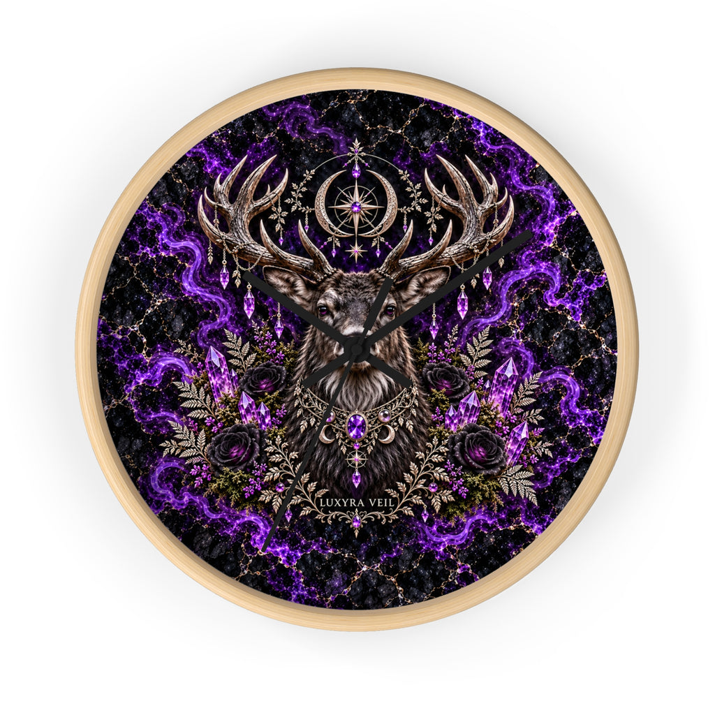 Amethyst Stag Wall Clock