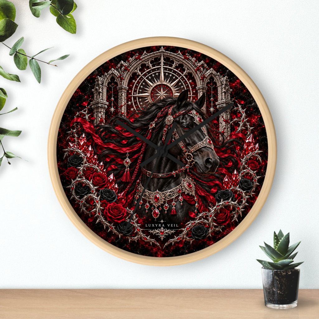 Crimson Stallion Wall Clock