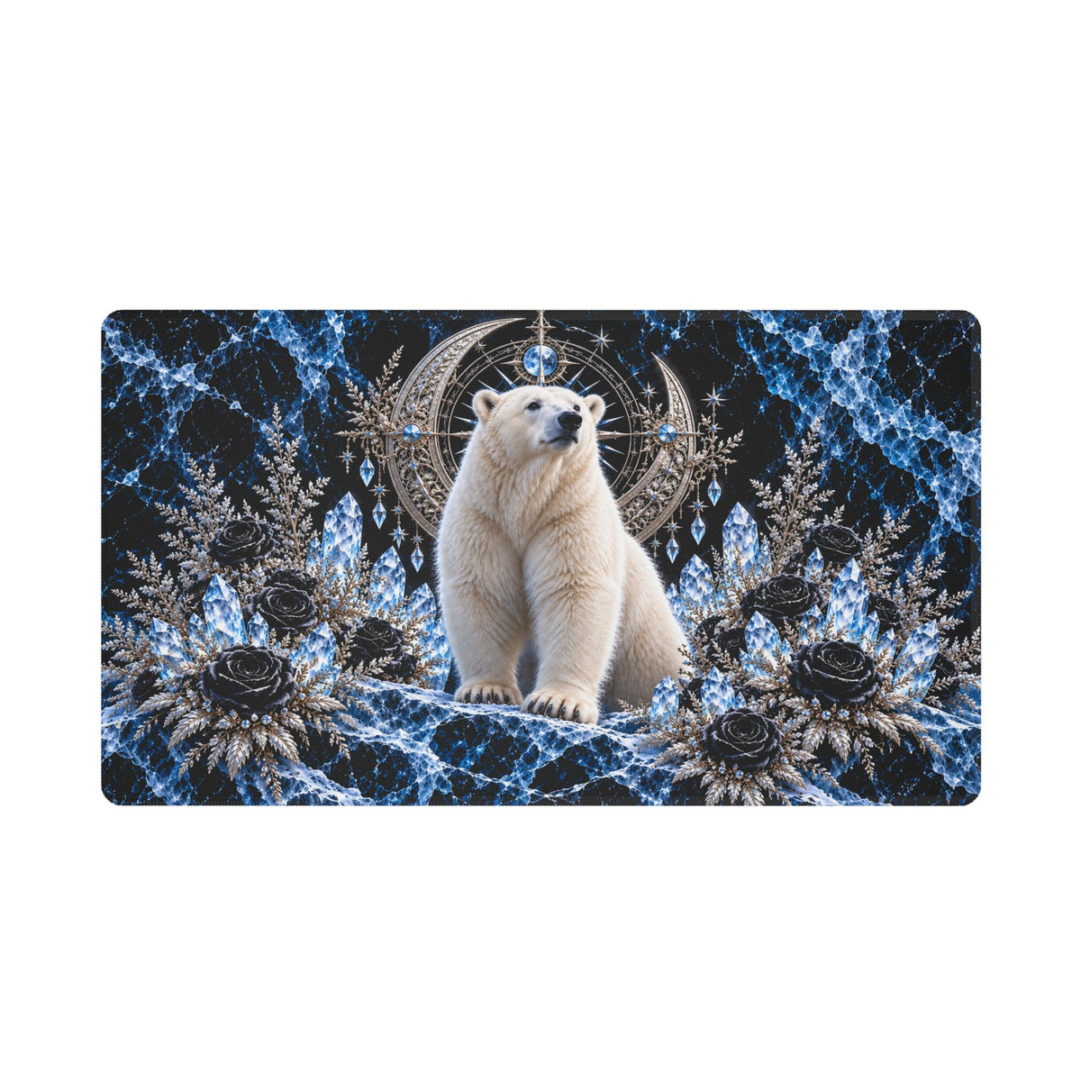 Arctic Polar Bear Stitched-Edge Desk Mat