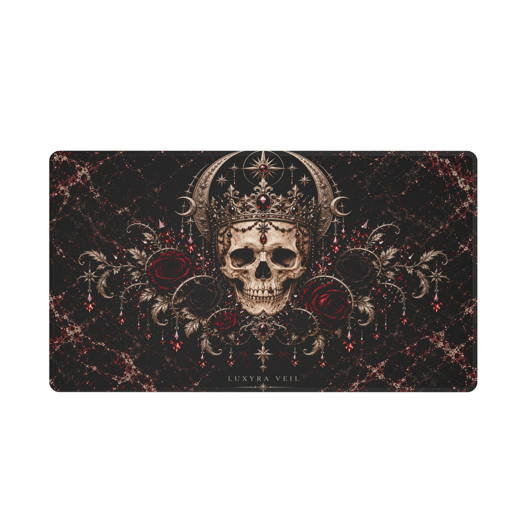 Crowned Skull desk mat with white stitched edging
