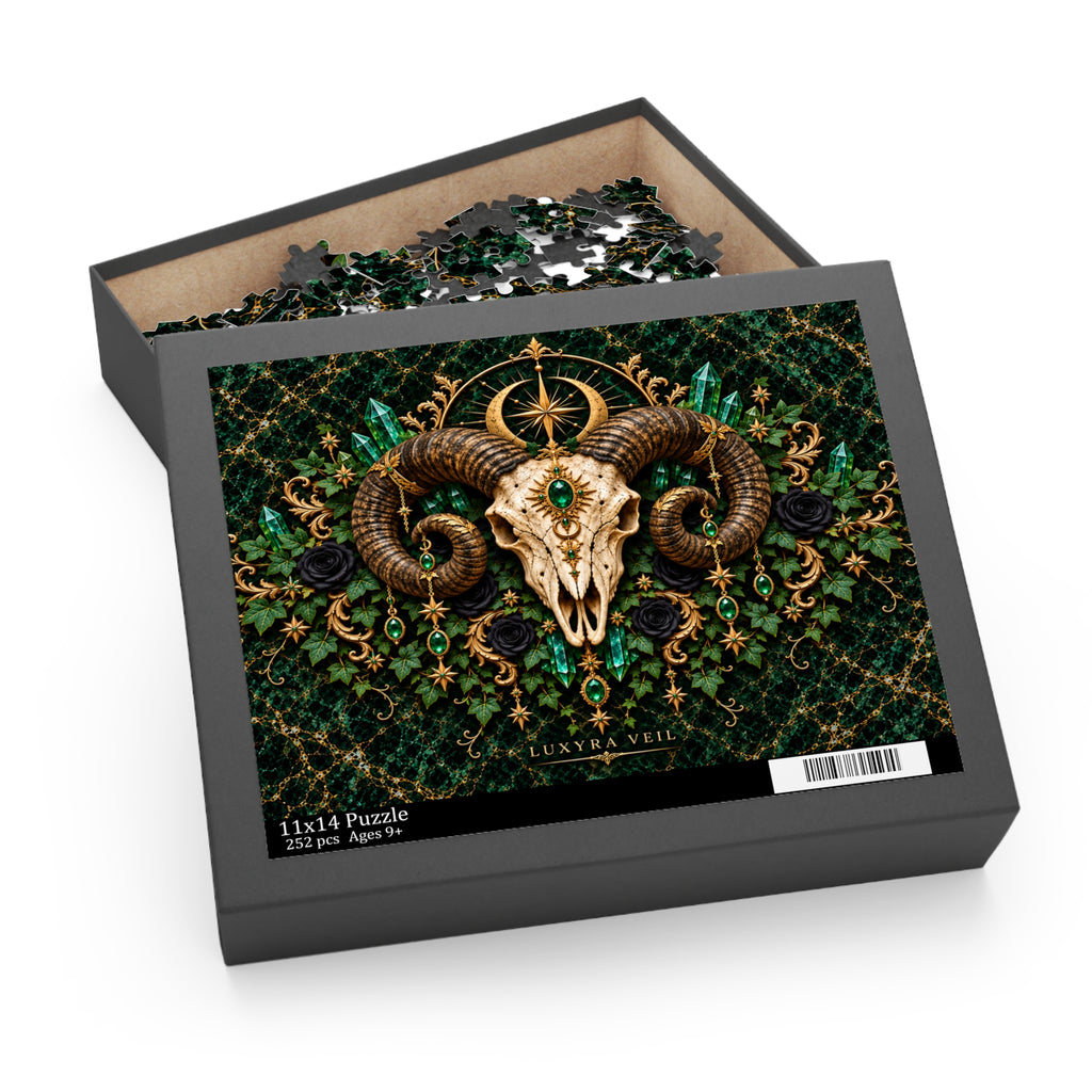 Emerald Ram Skull 252-Piece Jigsaw Puzzle