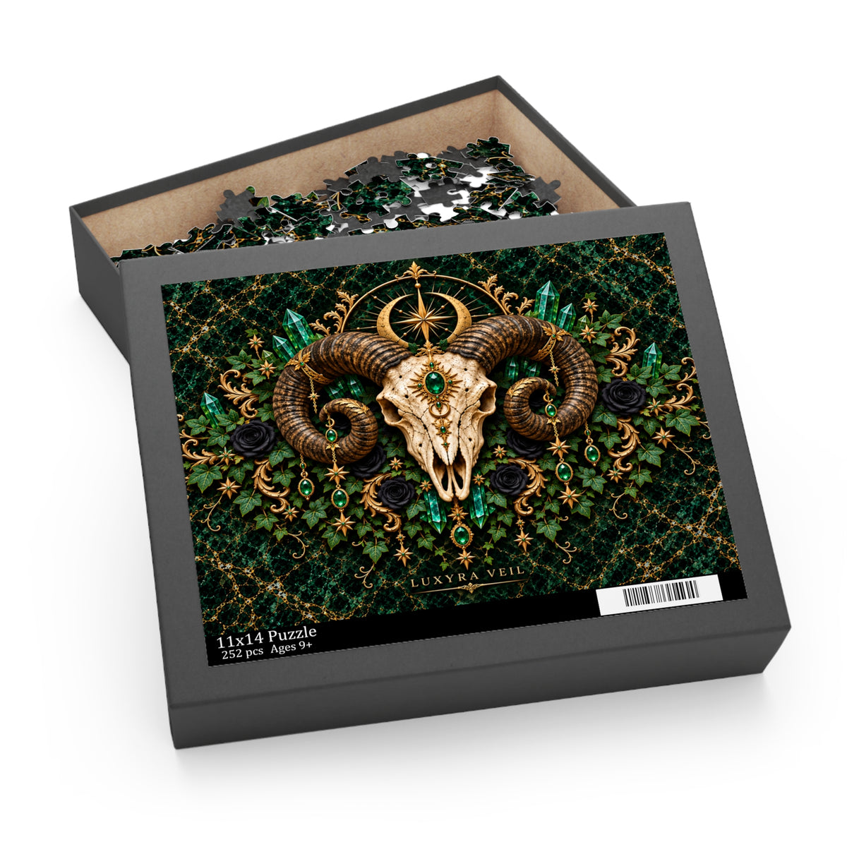 Emerald Ram Skull 252-Piece Jigsaw Puzzle