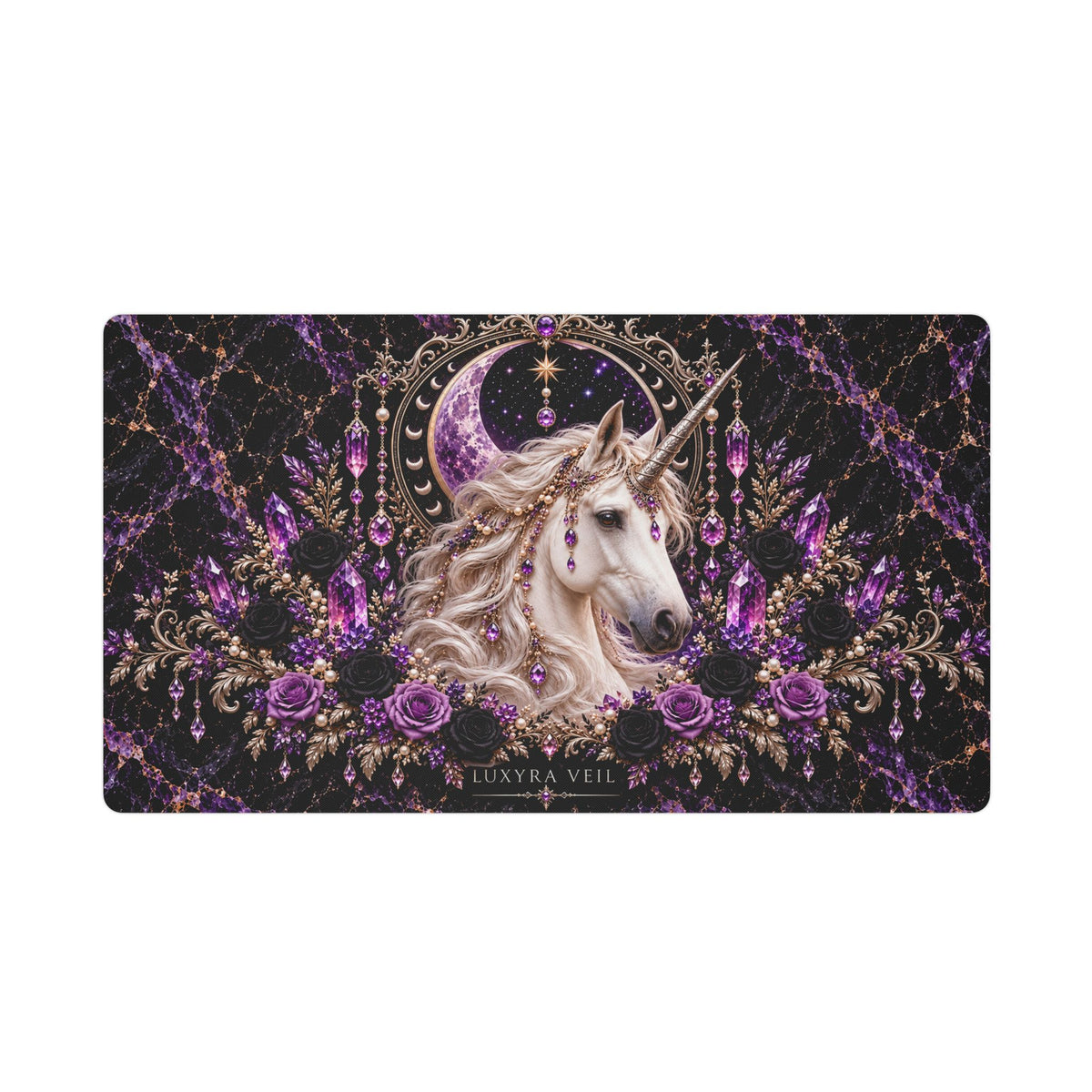 Celestial Unicorn Stitched-Edge Desk Mat