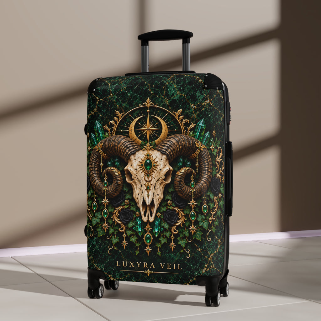 Emerald Ram Skull Suitcase