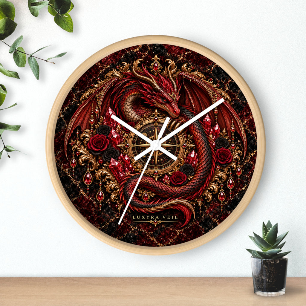 Crimson Dragon Wall Clock