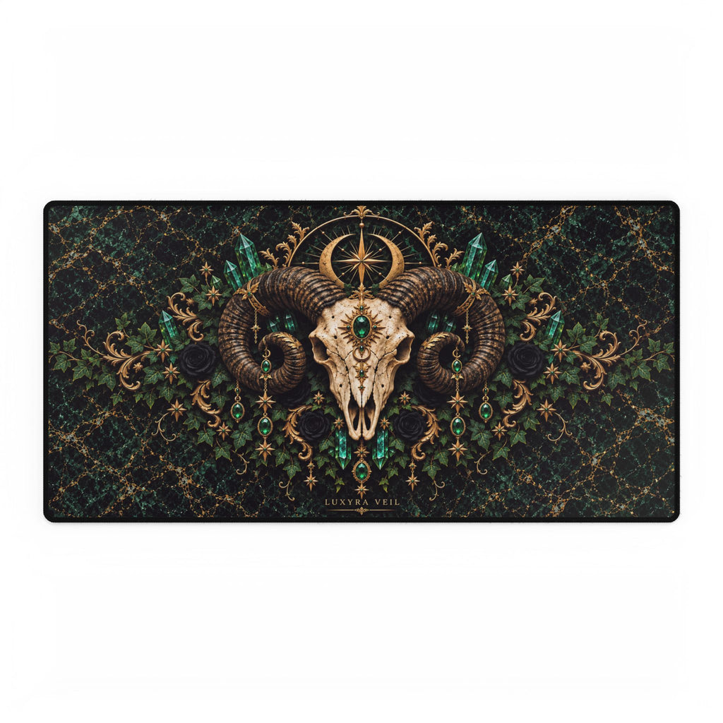 Emerald Ram Skull Desk Mat