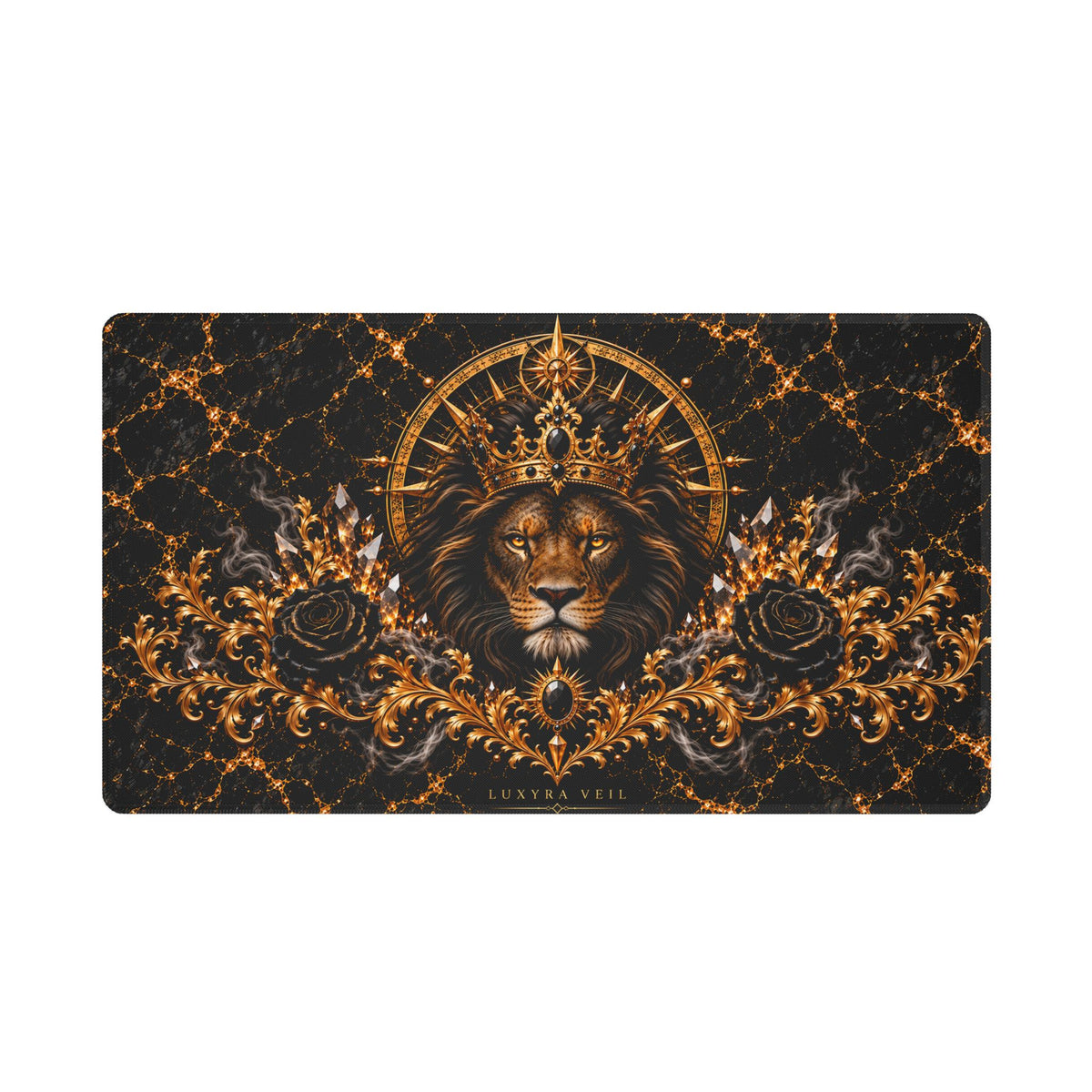 Crowned Lion Stitched-Edge Desk Mat
