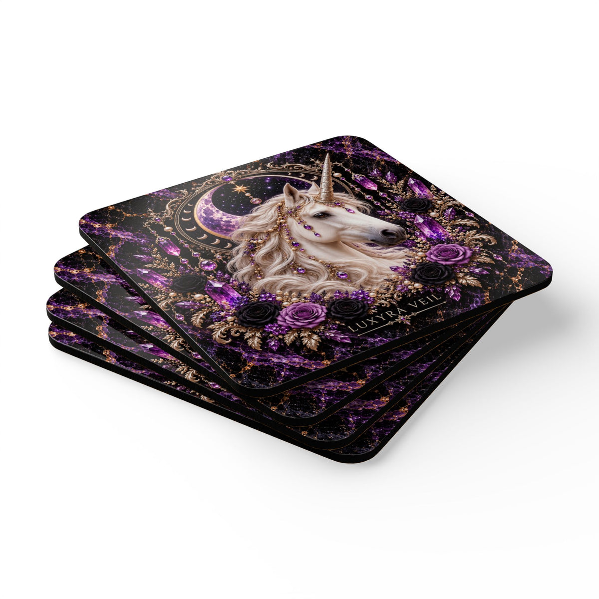Celestial Unicorn Cork Coaster Set