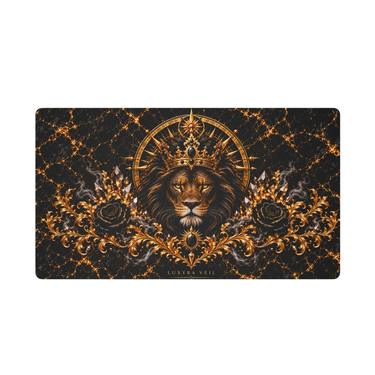 Crowned Lion Stitched-Edge Desk Mat