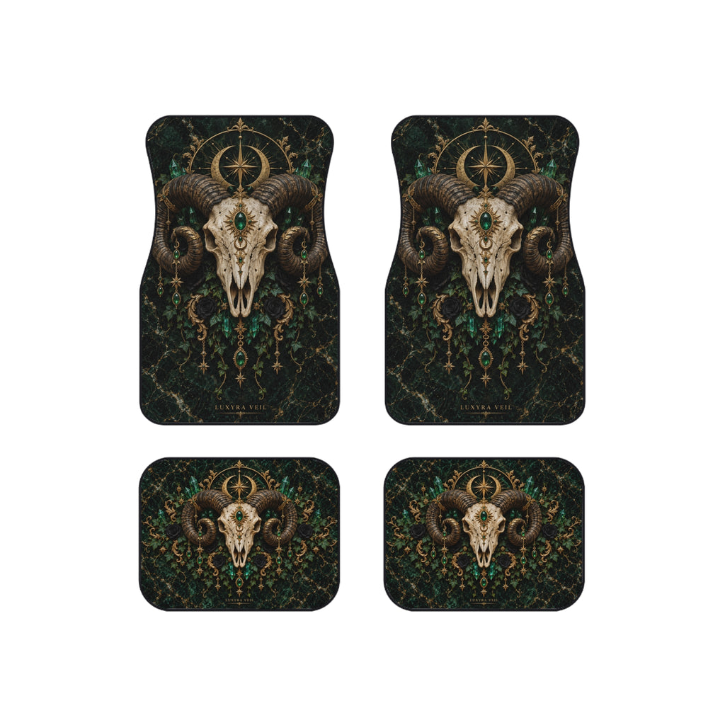 Emerald Ram Skull Car Floor Mats – Set of 4