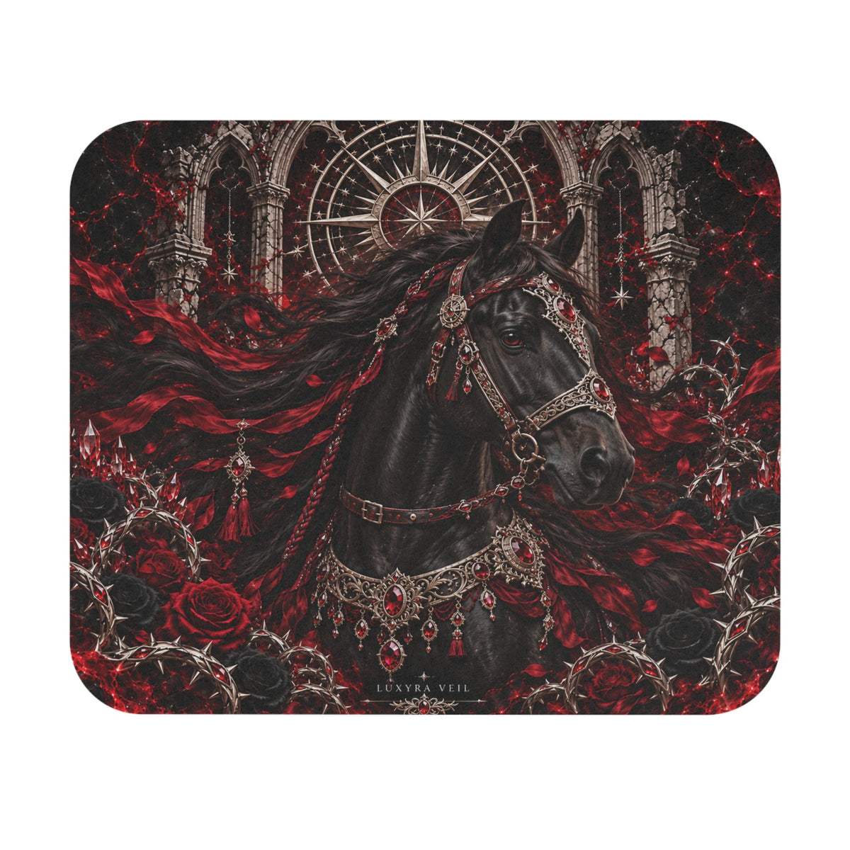 Crimson Stallion 9 by 8 inch mouse pad