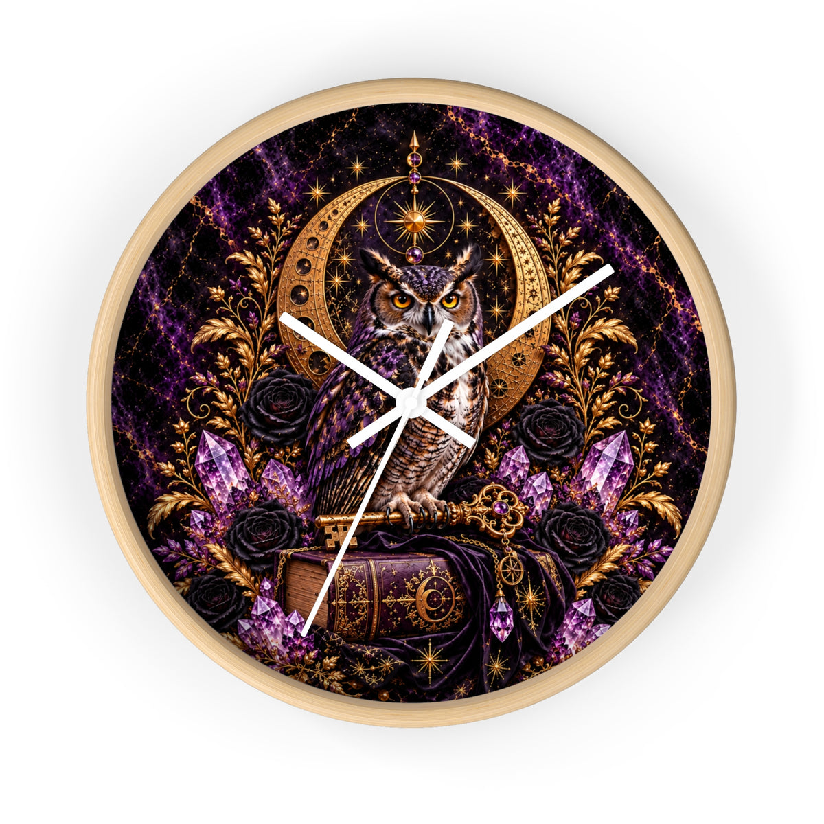 Celestial Owl Wall Clock