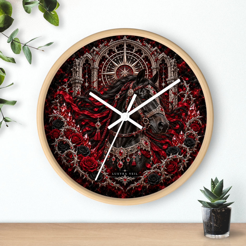 Crimson Stallion Wall Clock