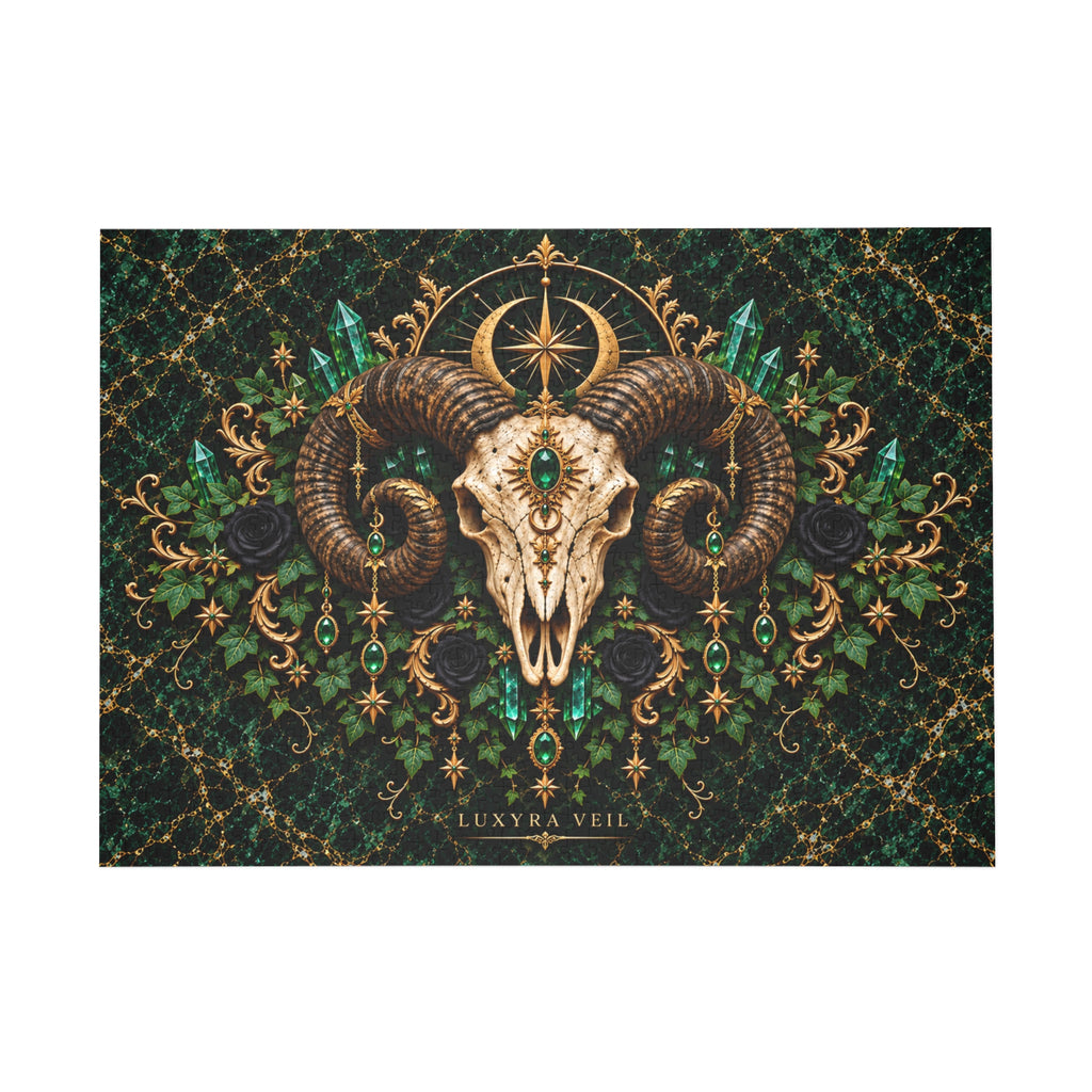 Emerald Ram Skull 1,000-Piece Jigsaw Puzzle