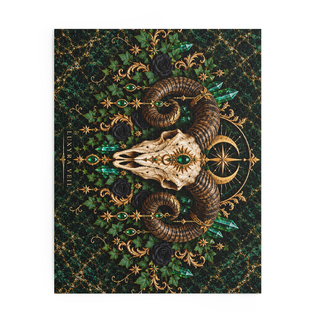 Emerald Ram Skull 252-Piece Jigsaw Puzzle