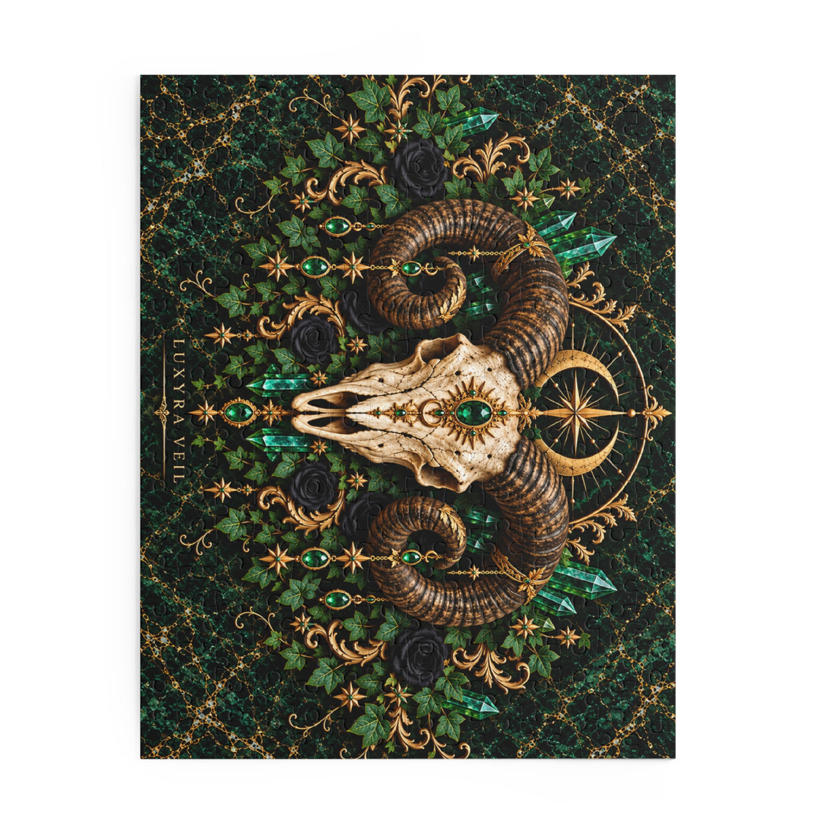 Emerald Ram Skull 252-Piece Jigsaw Puzzle