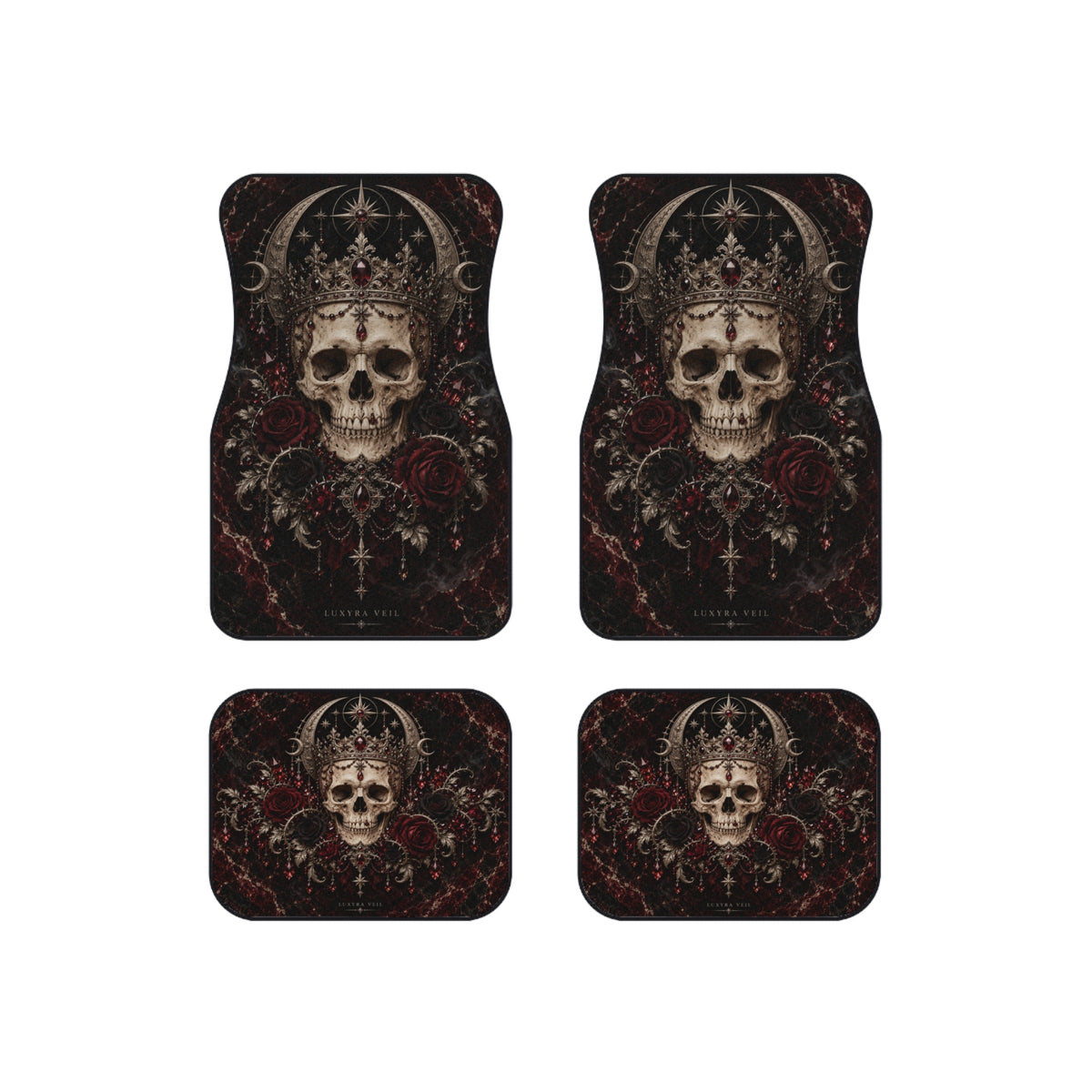 Crowned Skull Car Floor Mats – Set of 4