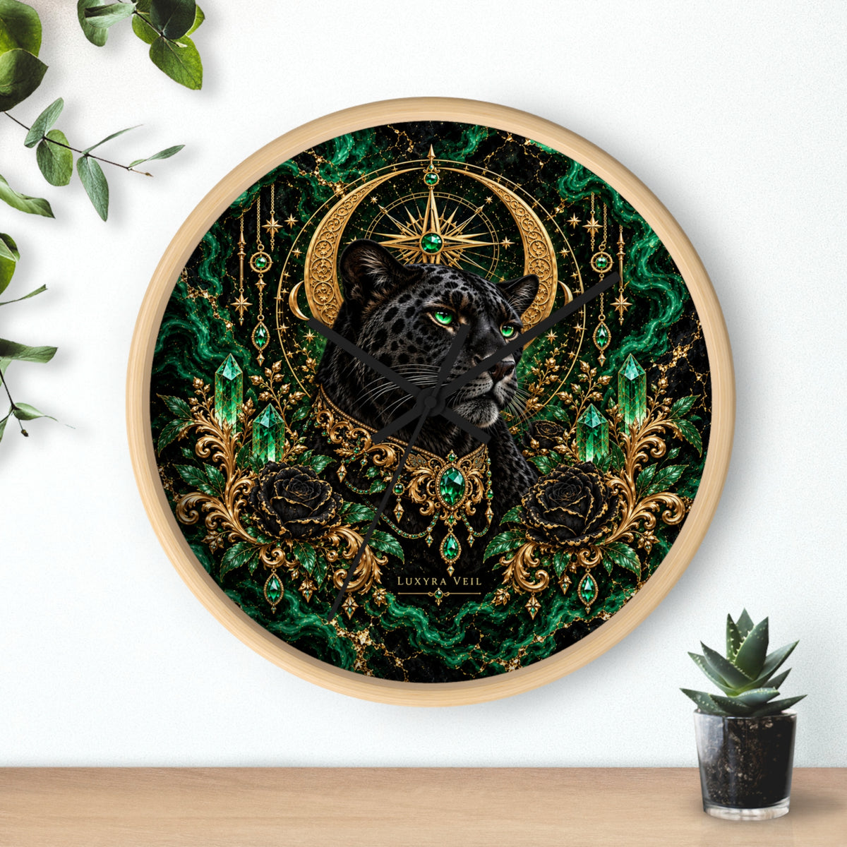 Emerald Panther Wall Clock