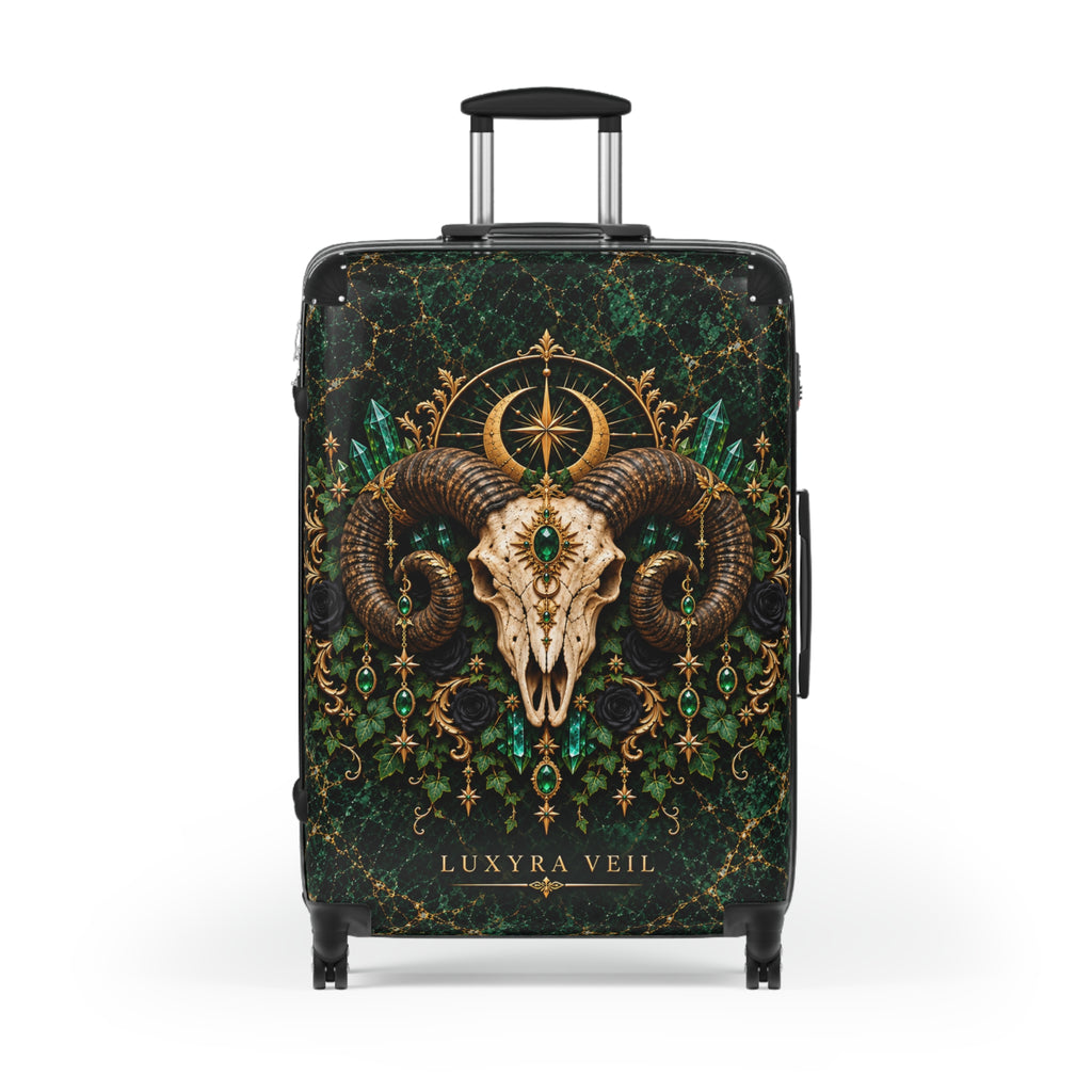 Emerald Ram Skull Suitcase