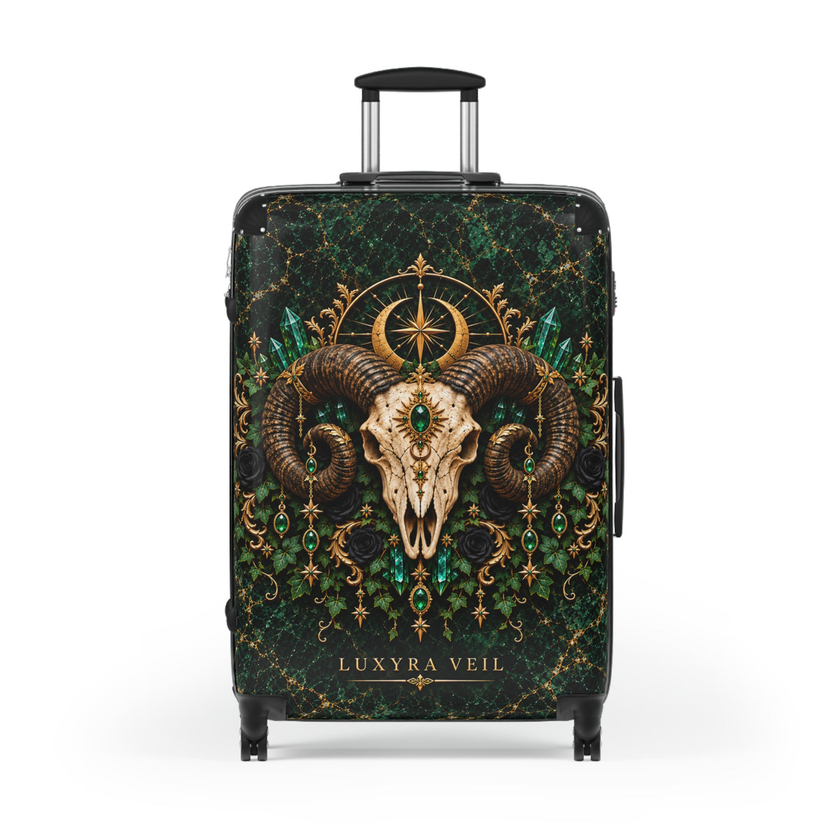 Emerald Ram Skull Suitcase