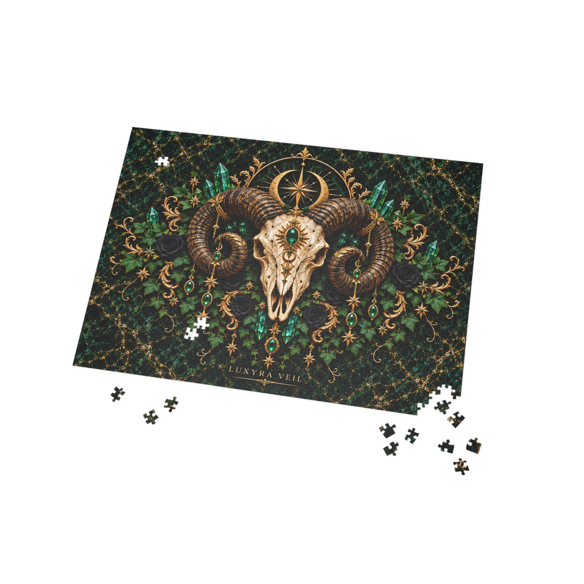 Emerald Ram Skull 1,000-Piece Jigsaw Puzzle