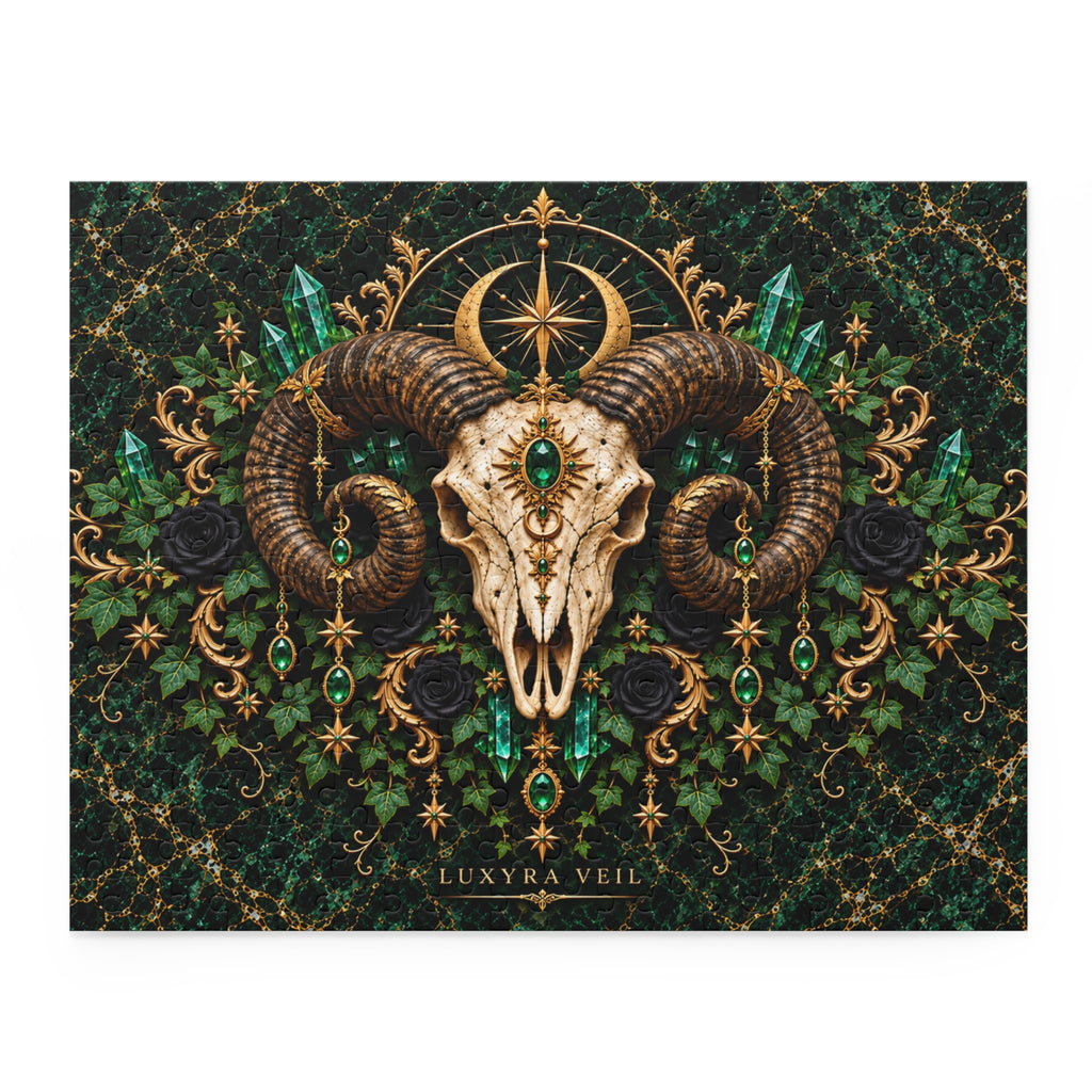 Emerald Ram Skull 252-Piece Jigsaw Puzzle