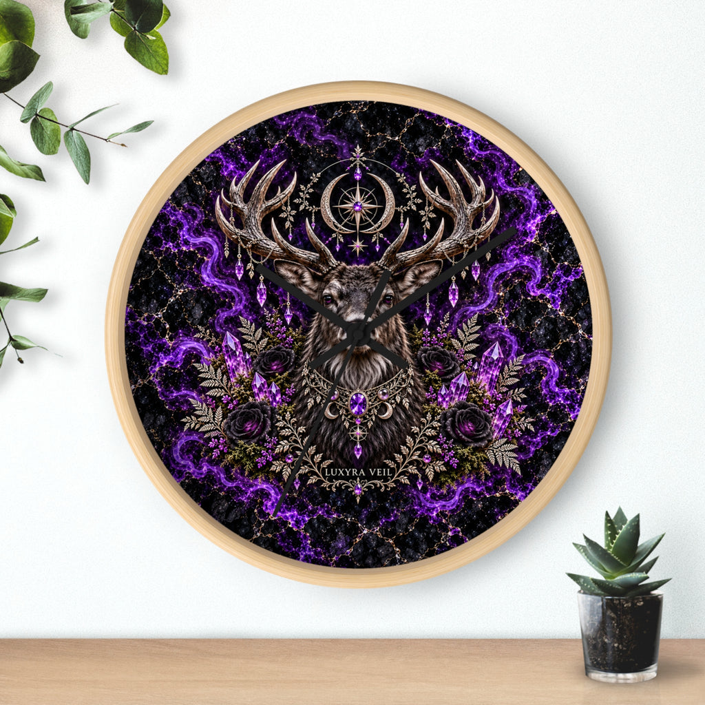 Amethyst Stag Wall Clock