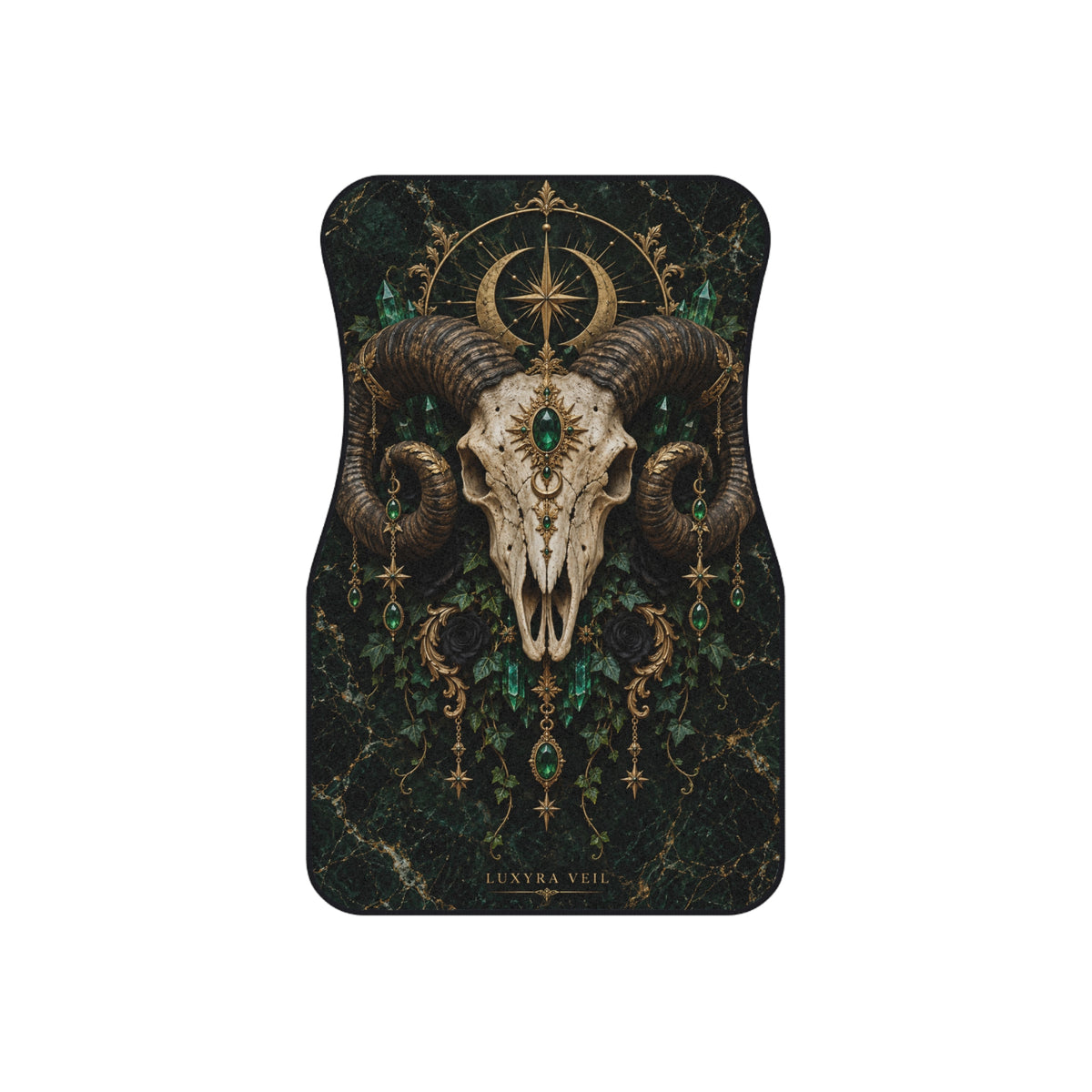 Emerald Ram Skull Car Floor Mats – Set of 4
