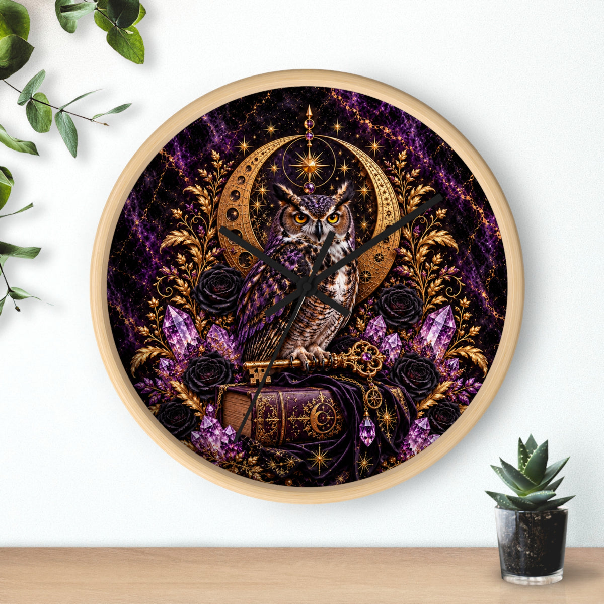Celestial Owl Wall Clock