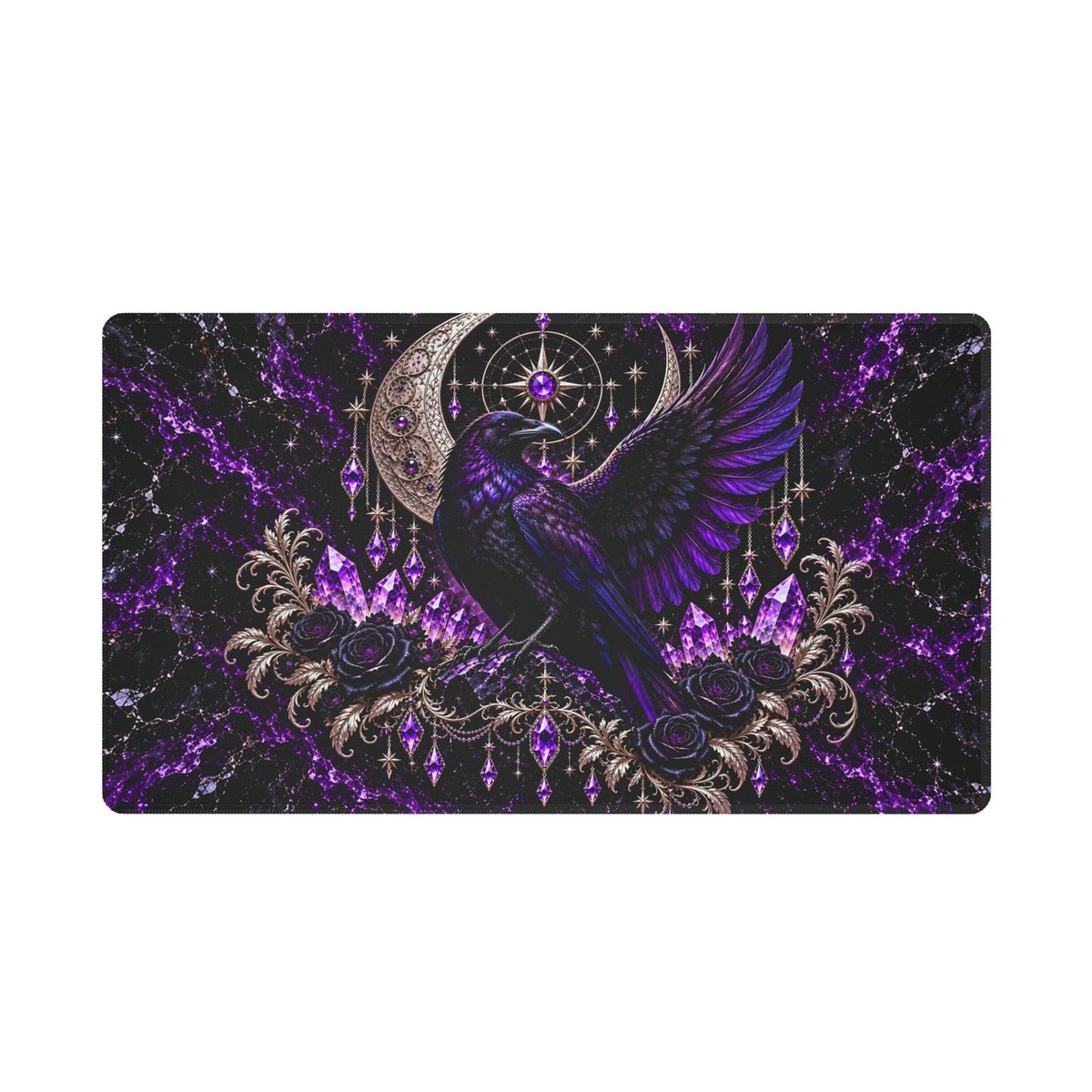 Midnight Raven Stitched-Edge Desk Mat