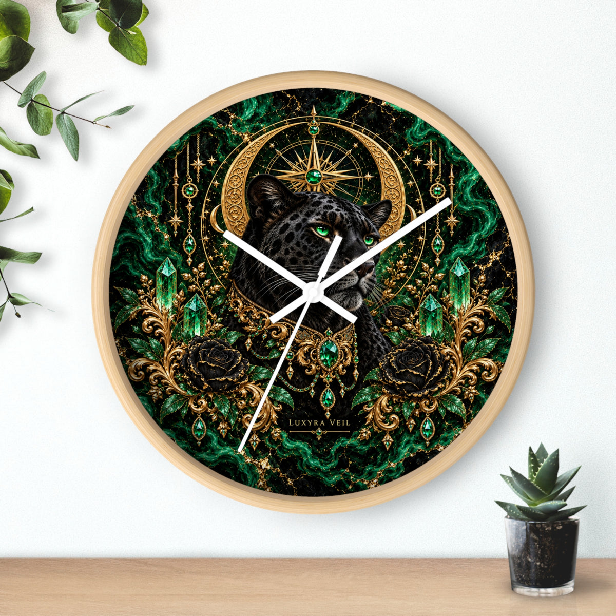 Emerald Panther Wall Clock