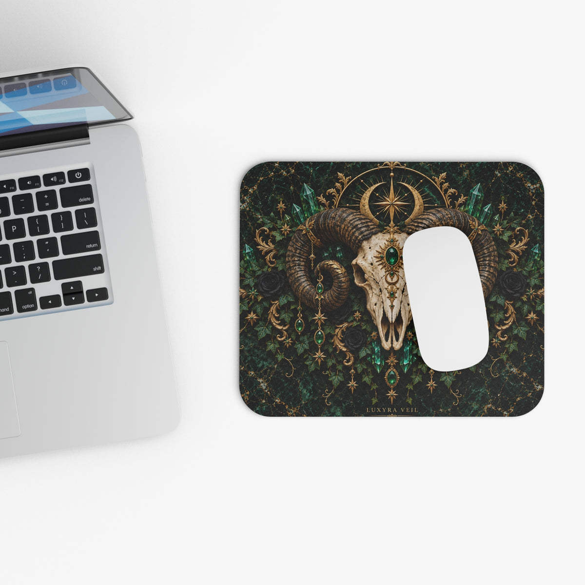 Emerald Ram Skull Mouse Mat