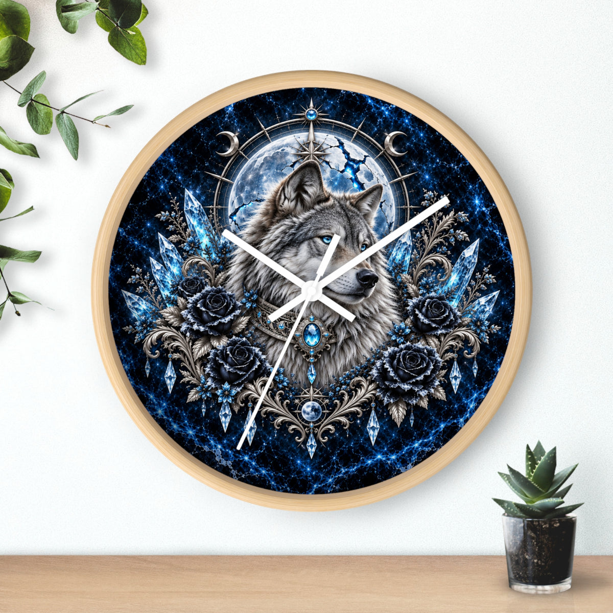 Frost Wolf Wall Clock