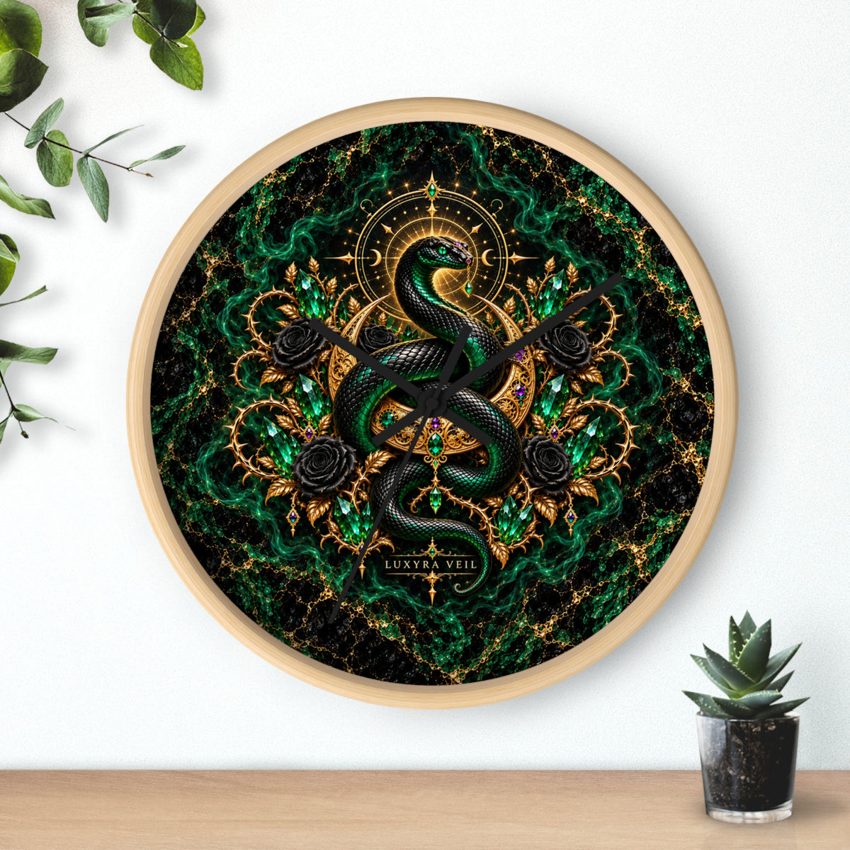 Emerald Serpent Wall Clock