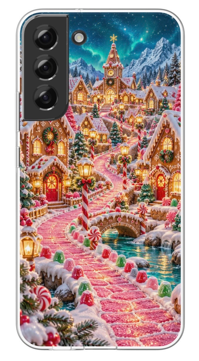 Gingerbread Aurora Village phone case