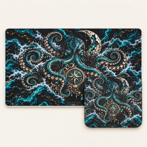 Abyssal Octopus desk mat and mouse pad bundle