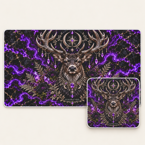 Amethyst Stag desk mat and mouse pad bundle