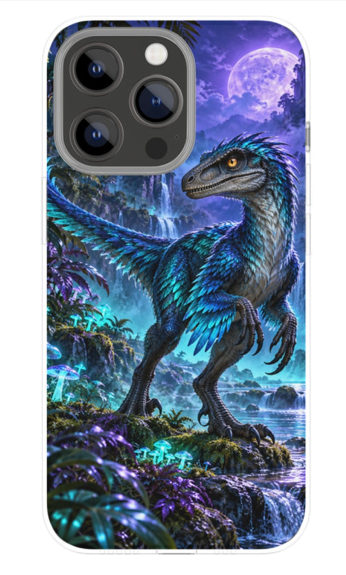 Blue Velociraptor Moonlight phone case